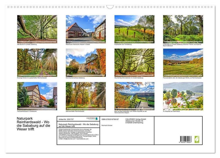 Produktbild: Naturpark Reinhardswald - Wo die Sababurg auf die Weser trifft (Wandkalender 2027 DIN A2 quer), CALVENDO Monatskalender