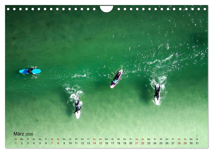 Produktbild: Surfen - die perfekte Welle (Wandkalender 2026 DIN A4 quer), CALVENDO Monatskalender