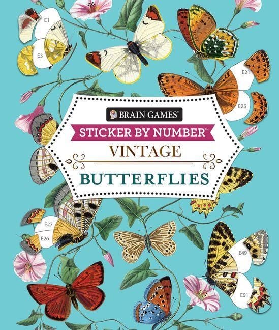 Produktbild: Brain Games - Sticker by Number - Vintage: Butterflies (28 Images to Sticker)