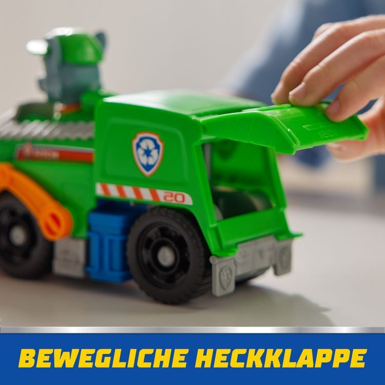 Produktbild: PAW Patrol Rocky-Figur mit Recycling-Truck, stabiles Basis-Fahrzeug (2025), authentisches Spielzeug zur Serie f&uuml;r Kinder ab 3 Jahren