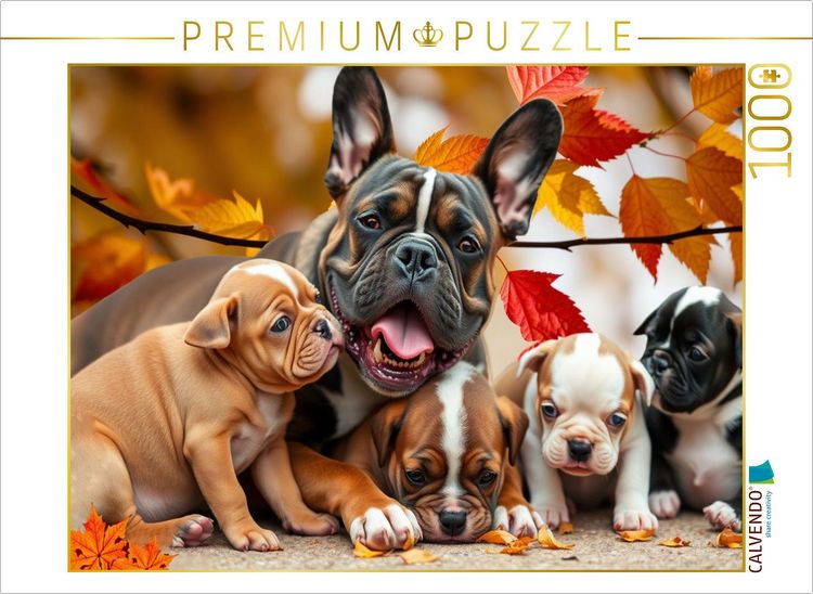 Produktbild: CALVENDO Puzzle Frenchiefamilie | 1000 Teile Lege-Gr&ouml;&szlig;e 64x48cm Foto-Puzzle f&uuml;r gl&uuml;ckliche Stunden