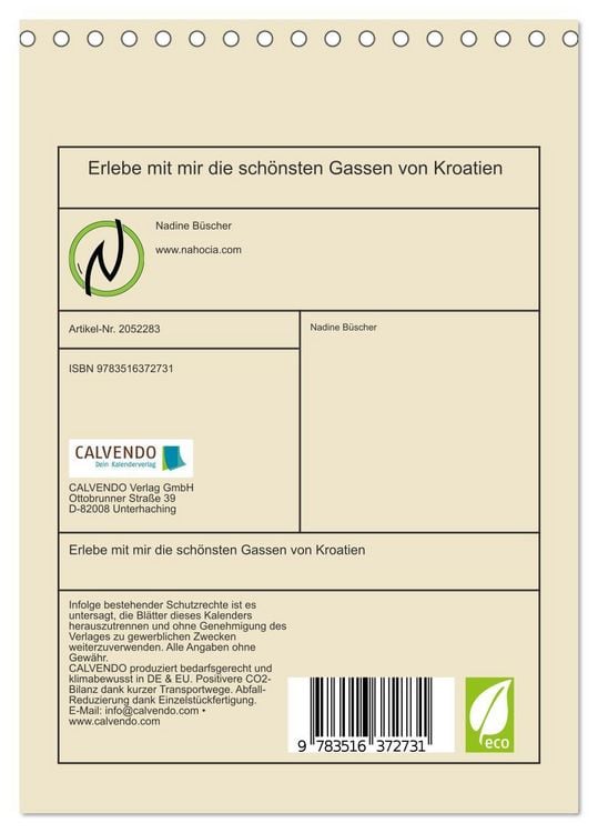 Produktbild: Erlebe mit mir die sch&ouml;nsten Gassen von Kroatien (Tischkalender 2026 DIN A5 hoch), CALVENDO Monatskalender