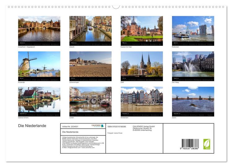 Produktbild: Die Niederlande (hochwertiger Premium Wandkalender 2026 DIN A2 quer), Kunstdruck in Hochglanz