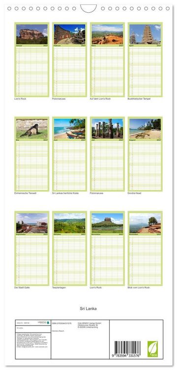 Produktbild: Familienplaner 2027 - Sri Lanka mit 5 Spalten (Wandkalender, 21 x 45 cm) CALVENDO