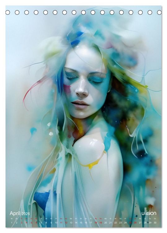 Produktbild: WILD FREI SCH&Ouml;N Aquarell-Portraits (Tischkalender 2026 DIN A5 hoch), CALVENDO Monatskalender