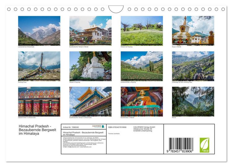 Produktbild: Himachal Pradesh - Bezaubernde Bergwelt im Himalaya (Wandkalender 2026 DIN A4 quer), CALVENDO Monatskalender