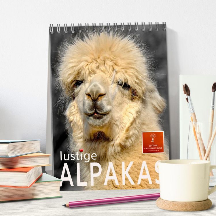 Produktbild: Lustige Alpakas (Tischkalender 2026 DIN A5 hoch), CALVENDO Monatskalender