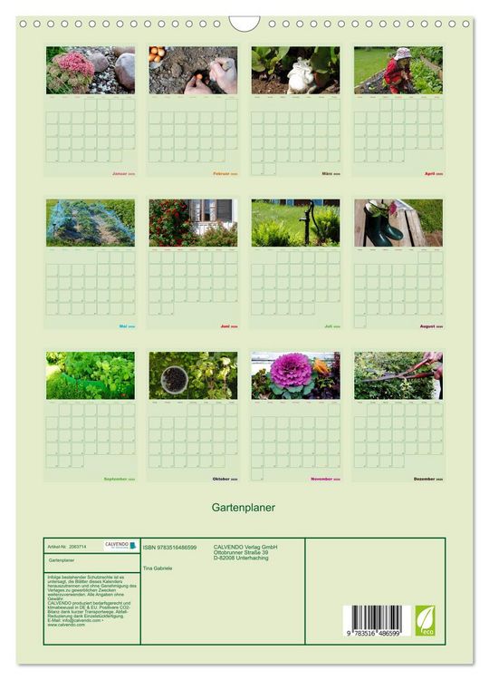 Produktbild: Gartenplaner (Wandkalender 2026 DIN A3 hoch), CALVENDO Monatskalender