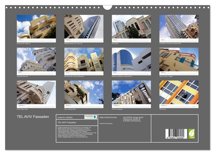 Produktbild: TEL AVIV Fassaden (Wandkalender 2026 DIN A3 quer), CALVENDO Monatskalender