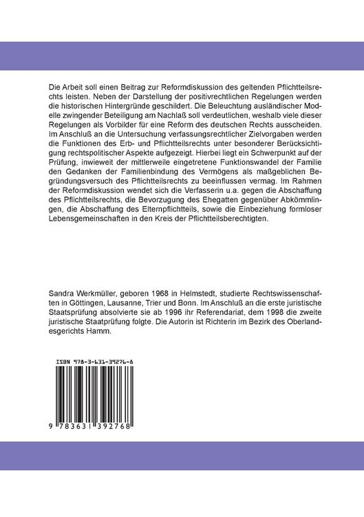 Produktbild: Rechtspolitische und rechtsvergleichende Aspekte des geltenden Pflichtteilsrechts