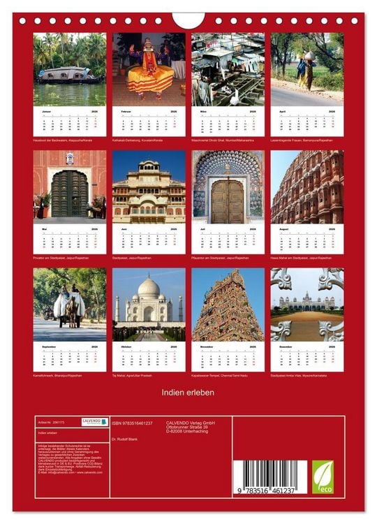 Produktbild: Indien erleben (Wandkalender 2026 DIN A4 hoch), CALVENDO Monatskalender