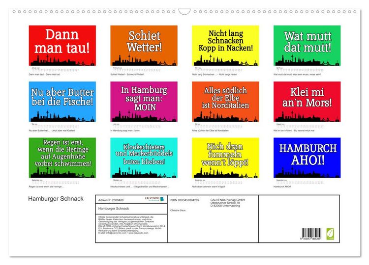 Produktbild: Hamburger Schnack (Wandkalender 2026 DIN A2 quer), CALVENDO Monatskalender
