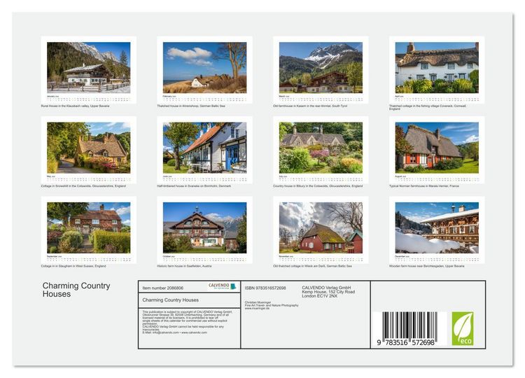 Produktbild: Charming Country Houses (Wall Calendar 2026 DIN A4 landscape), CALVENDO 12 Month Wall Calendar