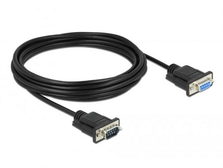 Produktbild: Delock Seriell Anschlusskabel [1x RS232-Stecker - 1x RS232-Stecker] 5m Schwarz