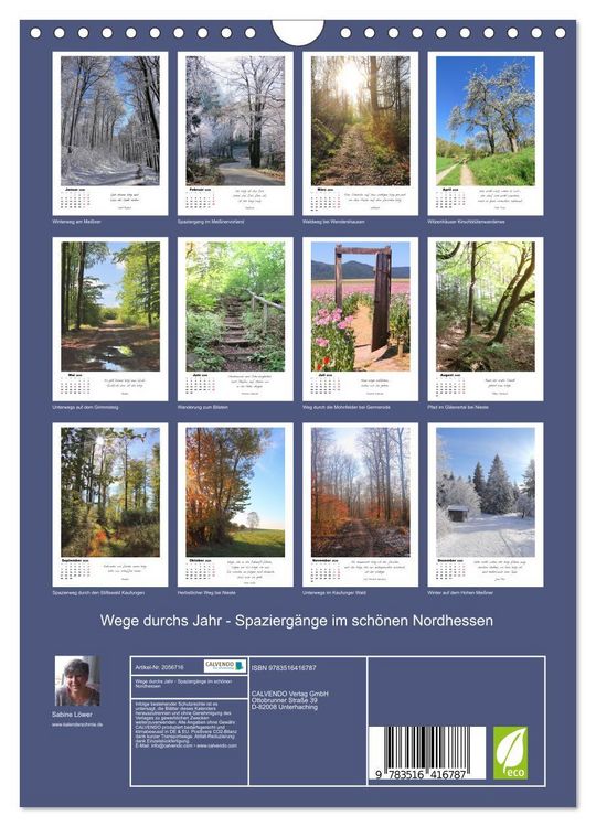 Produktbild: Wege durchs Jahr - Spazierg&auml;nge im sch&ouml;nen Nordhessen (Wandkalender 2026 DIN A4 hoch), CALVENDO Monatskalender