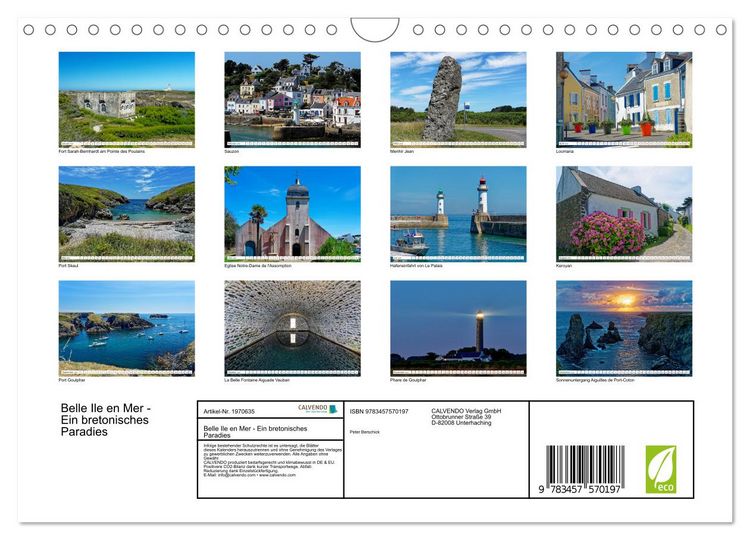Produktbild: Belle Ile en Mer - Ein bretonisches Paradies (Wandkalender 2026 DIN A4 quer), CALVENDO Monatskalender