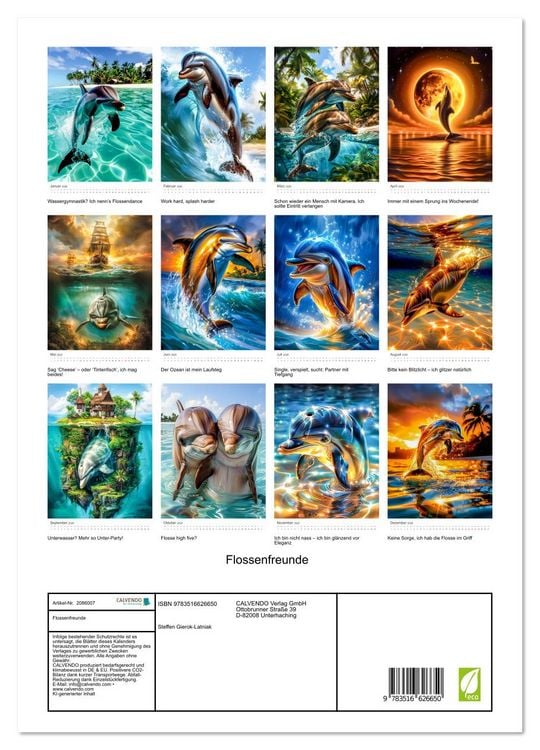 Produktbild: Flossenfreunde (hochwertiger Premium Wandkalender 2026 DIN A2 hoch), Kunstdruck in Hochglanz