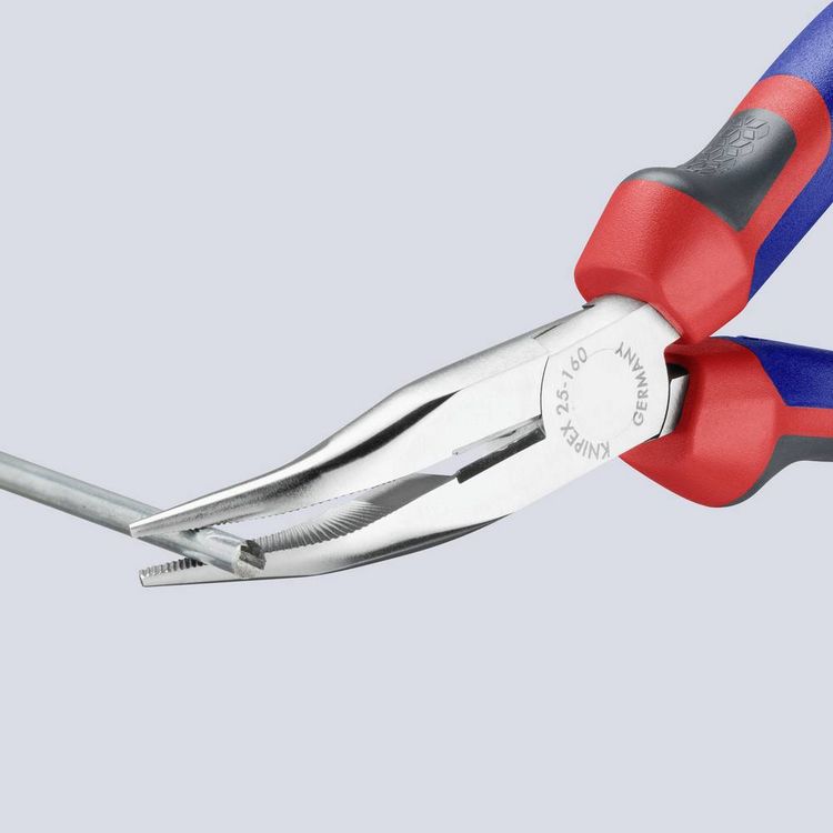 Produktbild: Knipex 25 25 160 Elektronik- u. Feinmechanik Flachrundzange 40&deg; gebogen Chrom-Vanadium Stahl 160 mm