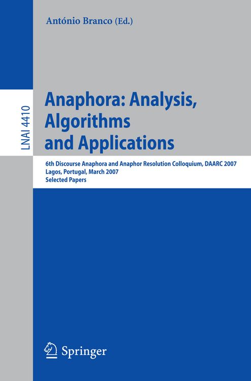 Produktbild: Anaphora: Analysis, Algorithms and Applications