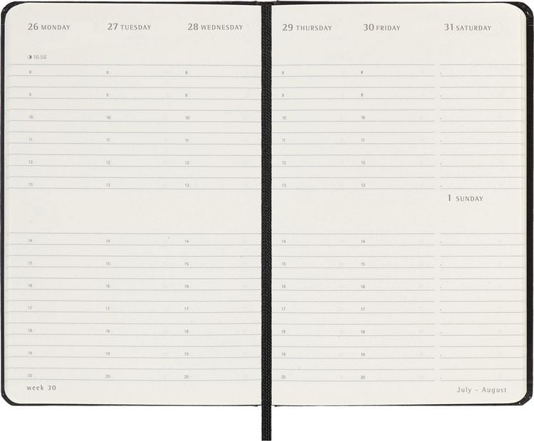 Produktbild: Moleskine 12 Monate Wochenkalender 2027, Pocket/A6, 1 Wo = 2 Seiten, vertikal, fester Einband, Schwarz