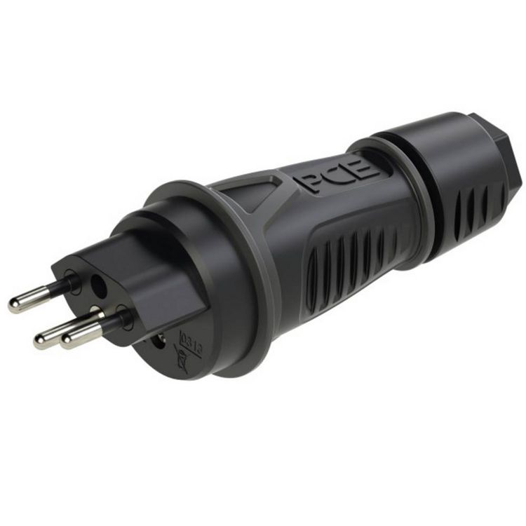 Produktbild: PC Electric 0313-ss Schutzkontaktstecker PA6, TPE 250V Schwarz IP55