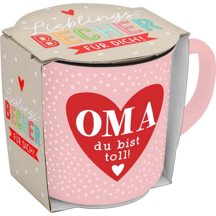 Produktbild: Becher in Emailloptik "Oma du bist toll!"
