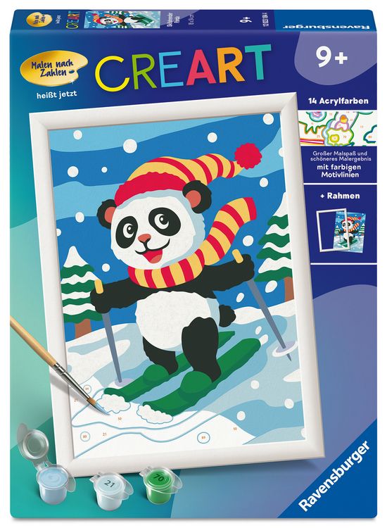 Produktbild: CreArt, Malen nach Zahlen Kinder - Skifahrender Panda