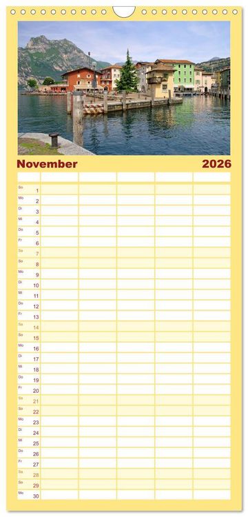 Produktbild: Familienplaner 2026 - Gardasee mit 5 Spalten (Wandkalender, 21 x 45 cm) CALVENDO