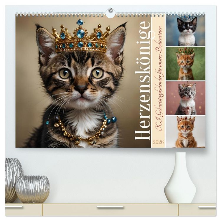 Produktbild: Herzensk&ouml;nige - KI Geburtstagskalender f&uuml;r unsere Bediensteten (hochwertiger Premium Wandkalender 2026 DIN A2 quer), Kunstdruck in Hochglanz