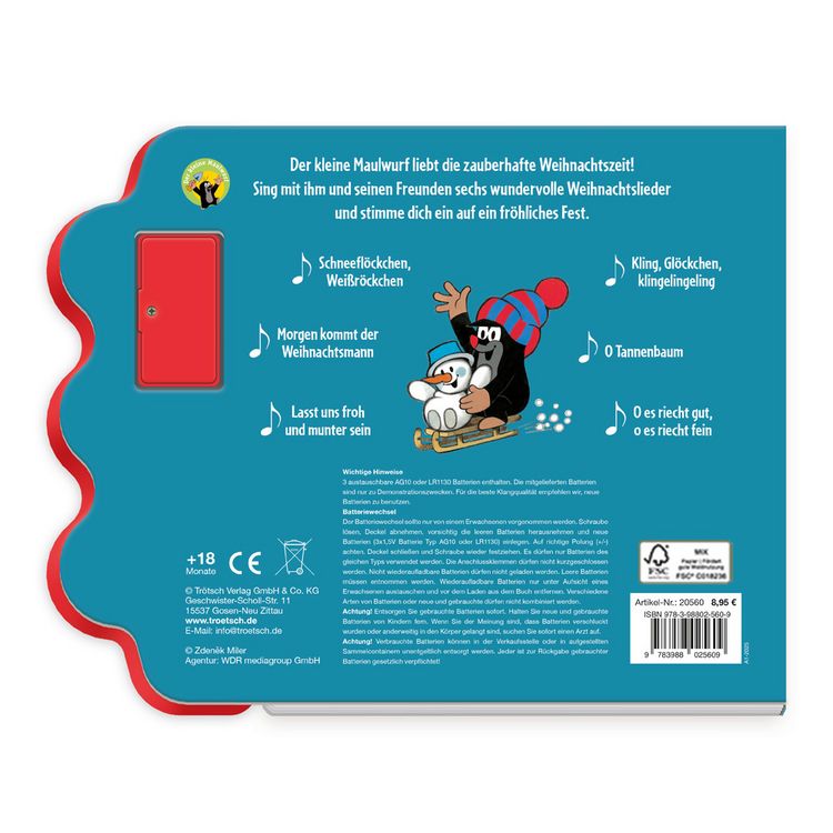 Produktbild: TR&Ouml;TSCH - Der kleine Maulwurf Soundbuch Weihnachtslieder | Ab 18 Monaten
