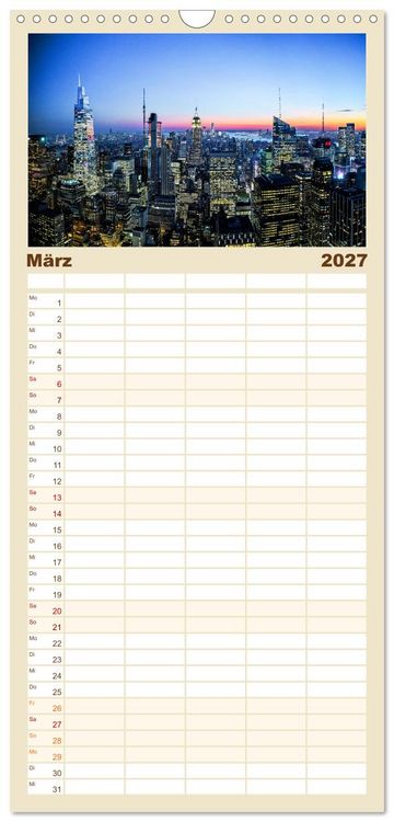 Produktbild: Familienplaner 2027 - Wundervolles New York mit 5 Spalten (Wandkalender, 21 x 45 cm) CALVENDO
