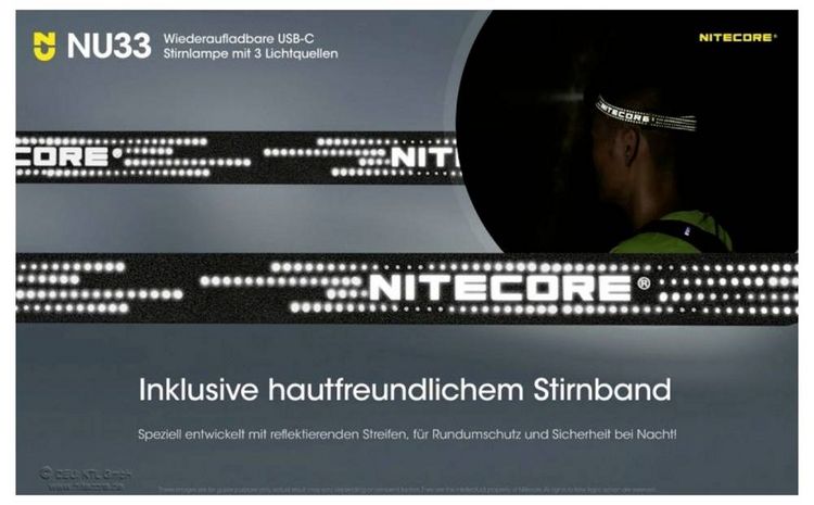 Produktbild: NiteCore NU33 LED Stirnlampe akkubetrieben 200lm 147h NC-NU33