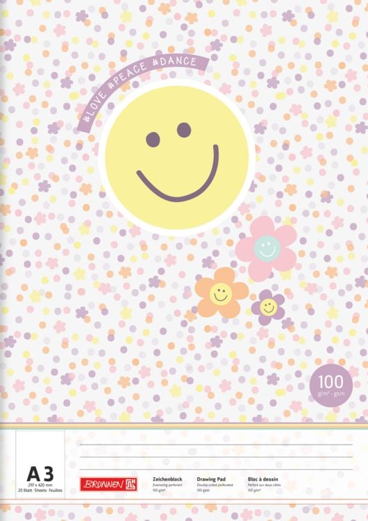 Produktbild: Brunnen Zeichenblock A3 20 Blatt Happy Hippie