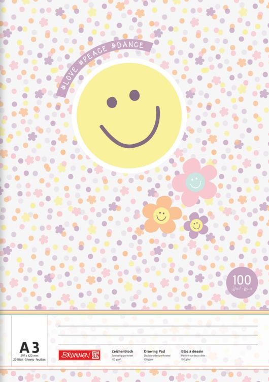 Produktbild: Brunnen Zeichenblock A3 20 Blatt Happy Hippie