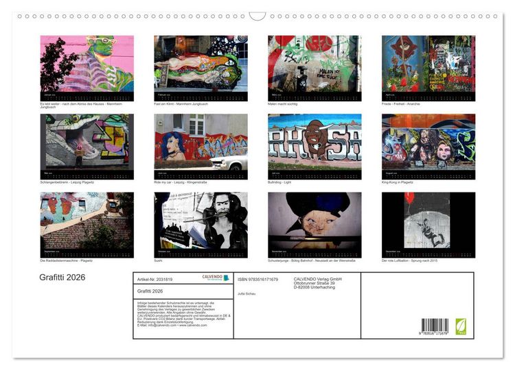 Produktbild: Grafitti 2026 (Wandkalender 2026 DIN A2 quer), CALVENDO Monatskalender