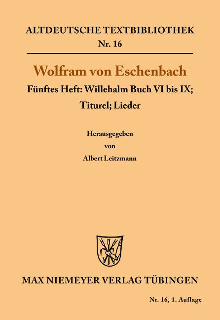 Produktbild: Willehalm Buch VI bis IX; Titurel; Lieder