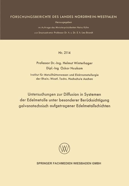Produktbild: Untersuchungen zur Diffusion in Systemen der Edelmetalle unter besonderer Ber&uuml;cksichtigung galvanotechnisch aufgetragener Edelmetallschichten