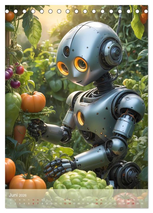 Produktbild: Roboter im Garten - Kleine Helfer (Tischkalender 2026 DIN A5 hoch), CALVENDO Monatskalender