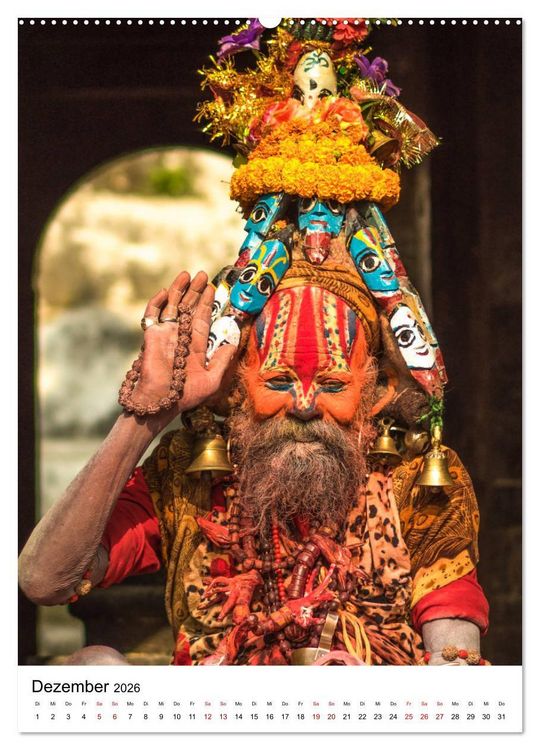 Produktbild: Sadhus - Die heiligen M&auml;nner von Nepal (hochwertiger Premium Wandkalender 2026 DIN A2 hoch), Kunstdruck in Hochglanz