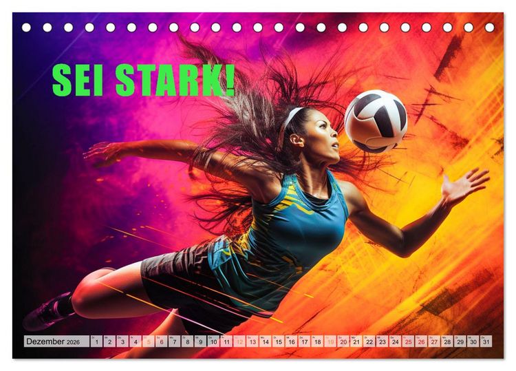 Produktbild: Volleyball und Motivation (Tischkalender 2026 DIN A5 quer), CALVENDO Monatskalender