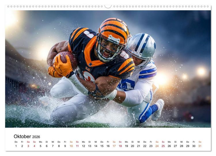 Produktbild: American Football - Touchdown durchs Jahr (hochwertiger Premium Wandkalender 2026 DIN A2 quer), Kunstdruck in Hochglanz