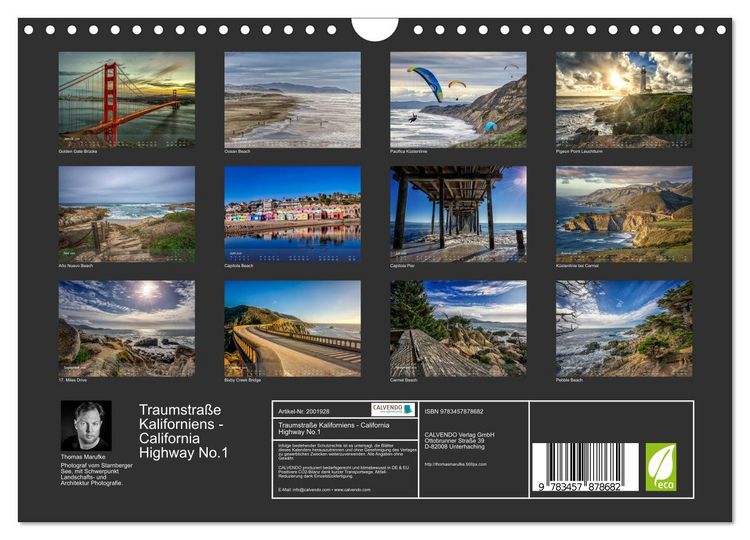 Produktbild: Traumstra&szlig;e Kaliforniens - California Highway No.1 (Wandkalender 2026 DIN A4 quer), CALVENDO Monatskalender