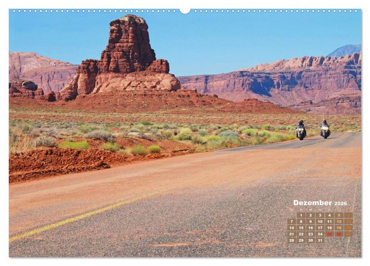 Produktbild: Fernweh und Traumziele: Auf Motorrad-Tour in den USA (Wandkalender 2026 DIN A2 quer), CALVENDO Monatskalender