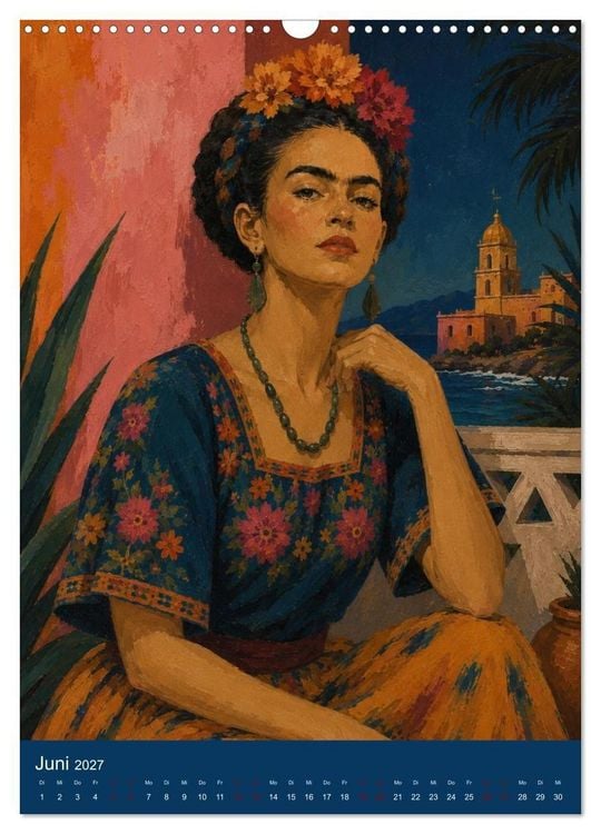 Produktbild: Freude im Haar. Leid im Herzen. Eine Hommage an Frida Kahlo (Wandkalender 2027 DIN A3 hoch), CALVENDO Monatskalender