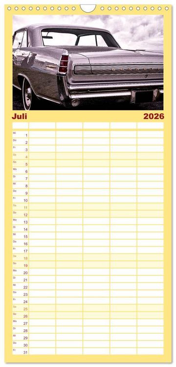 Produktbild: Familienplaner 2026 - American Automobile mit 5 Spalten (Wandkalender, 21 x 45 cm) CALVENDO