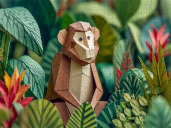 Produktbild: CALVENDO Puzzle Origami Affe im tropischen Dschungel | 1000 Teile Lege-Gr&ouml;&szlig;e 64x48cm Foto-Puzzle f&uuml;r gl&uuml;ckliche Stunden