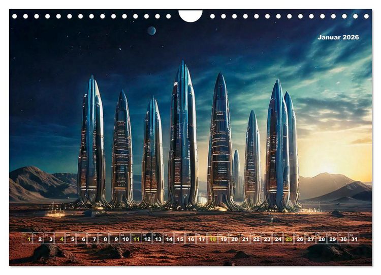 Produktbild: Pionierbauten auf fremden Planeten (Wandkalender 2026 DIN A4 quer), CALVENDO Monatskalender