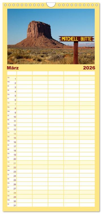 Produktbild: Familienplaner 2026 - Monument Valley mit 5 Spalten (Wandkalender, 21 x 45 cm) CALVENDO