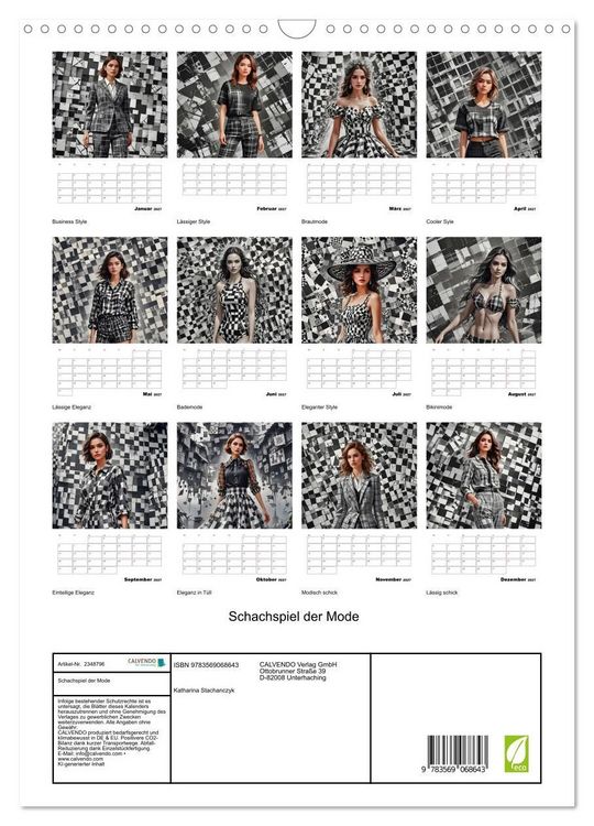 Produktbild: Schachspiel der Mode (Wandkalender 2027 DIN A3 hoch), CALVENDO Monatskalender