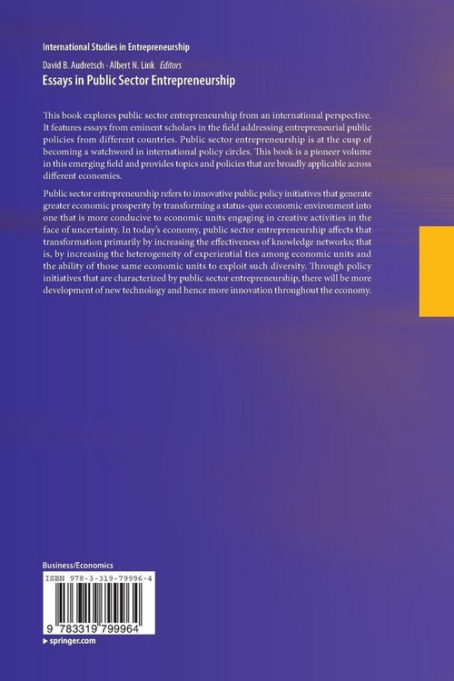 Produktbild: Essays in Public Sector Entrepreneurship